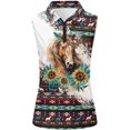 thumbnail image 1 of Wang6 Women's Quarter Zip Tank Tops Plus Size Floral Printed Sleeveless Summer Tops Causal V Neck Lapel 1/4 Zip Tshirts 0430liCoffee XL, 1 of 2