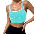 thumbnail image 1 of Wang6 Women’s Ribbed Cropped Workout Tank Tops Trendy Sleeveless Yoga Tops Color Blocking Running Gym Athletic Tshirts Tees 0617liMint Green M, 1 of 4