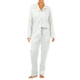 thumbnail image 1 of Wang6 Women's Satin Silk Pajamas Sets Plus Size Plaid Printed Long Sleeve Pjs Sets 2 Piece V Neck Button Shirts Straight Leg Pants Ladies Loose Fit Sleepwear Lounge Sets White XL, 1 of 3