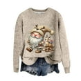thumbnail image 1 of Wang6 Womens Christmas Graphic Sweatshirts Plus Size Santa Printed Crew Neck Pullovers Causal Xmas Long Sleeve Loose Fit Tops Shirts Beige2 L, 1 of 4