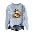 thumbnail image 1 of Wang6 Womens Christmas Graphic Sweatshirts Plus Size Santa Printed Crew Neck Pullovers Causal Xmas Long Sleeve Loose Fit Tops Shirts Light Blue1 L, 1 of 4