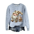 thumbnail image 1 of Wang6 Womens Christmas Graphic Sweatshirts Plus Size Santa Printed Crew Neck Pullovers Causal Xmas Long Sleeve Loose Fit Tops Shirts Light Blue2 XL, 1 of 4