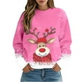 thumbnail image 1 of Wang6 Womens Christmas Graphic Sweatshirts Plus Size"Snowman"Printed Long Sleeve Pullovers Xmas Comfy Fall Loose Fit Crew Neck Tshirts Tops Y_Pink M, 1 of 4