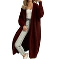 thumbnail image 1 of Wang6 Womens Chunky Long Cardigan Sweaters Fall Winter Long Sleeve Open Front Knits Trendy Button up Knitted Outwear Coats with Pocket X_Wine XL, 1 of 4