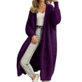 thumbnail image 1 of Wang6 Womens Chunky Long Cardigans Sweaters Plus Size Fall Winter Maxi Knit Sweater Long Sleeve Open Front Knitted Coat V Neck Loose Fit Outwear with Pocket Purple XL, 1 of 4