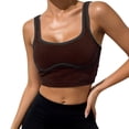 thumbnail image 1 of Wang6 Womens Cropped Ribbed Workout Tank Tops Causal Sleeveless Slim Yoga Tops Summer Spaghetti Strap Running Gym Athletic Short T-Shirts 0520liCoffee L, 1 of 4