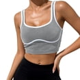 thumbnail image 1 of Wang6 Womens Cropped Ribbed Workout Tank Tops Causal Sleeveless Slim Yoga Tops Summer Spaghetti Strap Running Gym Athletic Short T-Shirts 0520liLight Gray XS, 1 of 4