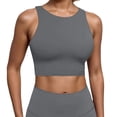 thumbnail image 1 of Wang6 Womens Cropped Workout Tank Tops with Built in Bras Summer Sleeveless Yoga Tops Racerback Running Gym Athletic Tees 0511liGrey L, 1 of 4