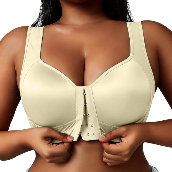 Wang6 Womens Front Hook Closure Bras Plus Size No Wire Seamless Mesh Everyday Bras Large Bust Demi Underwear Adjustable Strap T Shirt Bra Bralettes White XXXXL