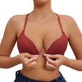 thumbnail image 1 of Wang6 Womens Front Hook Closure Bras No Wire Seamless Lace Everyday Bras Large Bust Demi Underwear Spaghetti Adjustable Strap T Shirt Bra Bralettes X_Red 38, 1 of 5