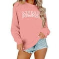 thumbnail image 1 of Wang6 Womens Graphic Sweatshirts Mama Letter Printed Long Sleeve Hoodless Pullovers Causal Fall Pink Crew Neck Tops Loose Fit Tshirts Pink XL, 1 of 4