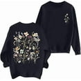 thumbnail image 1 of Wang6 Womens Graphic Sweatshirts Trendy Long Sleeve Crew Neck Floral Printed Hoodless Pullovers Comfy Fall Loose Fit Tshirts Tunic Tops Black XL, 1 of 2