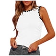 thumbnail image 1 of Wang6 Womens High Neck Tank Tops Plus Size Summer Ribbed Sleeveless Shirts Causal Slim Fit Ruched T Shirts Tees White XL, 1 of 7