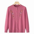 thumbnail image 1 of Wang6 Womens Lightweight Oversized Cardigans Sweaters Fall Winter Button Knit Sweater Long Sleeve Open Front Knitted Coat Loose Fit Floral Embroidery Outwear Pink XXXXL, 1 of 5