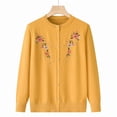thumbnail image 1 of Wang6 Womens Lightweight Oversized Cardigans Sweaters Fall Winter Button Knit Sweater Long Sleeve Open Front Knitted Coat Loose Fit Floral Embroidery Outwear Yellow XL, 1 of 5