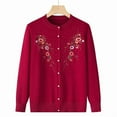 thumbnail image 1 of Wang6 Womens Lightweight Oversized Cardigans Sweaters Fall Winter Button Knit Sweater Long Sleeve Open Front Knitted Coat Loose Fit Floral Embroidery Outwear Red XXXL, 1 of 7