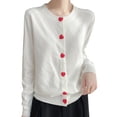 thumbnail image 1 of Wang6 Womens Lightweight Plus Size Cardigan Sweaters Fall Heart Button Open Front Knit Sweater Long Sleeve Loose Knitted Tops Ladies Crew Neck Solid Outwear White XL, 1 of 4