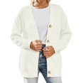 thumbnail image 1 of Wang6 Womens Lightweight Plus Size Cardigan Sweaters Fall Red Open Front Button down Knit Sweater Elegant Long Sleeve Loose Knitted Tops Ladies V Neck Solid Outwear White XL, 1 of 5