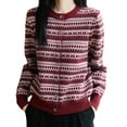 thumbnail image 1 of Wang6 Womens Lightweight Red Cardigan Sweaters Fall Open Front Button Knit Sweater Long Sleeve Knitted Tops Causal Crew Neck Slim Striped Graphic Outwear Red XL, 1 of 4