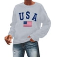 thumbnail image 1 of Wang6 Womens Long Sleeve Sweatshirts Crew Neck"USA"Letter Printed Hoodless Pullovers Trendy Loose Fit Graphic Tshirts Tops Light Gray XL, 1 of 5