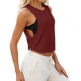 thumbnail image 1 of Wang6 Womens Loose Fit Tank Tops Causal Sleeveless Workout Tops Summer Crew Neck Solid Yoga Running Gym Basic Tees Red L, 1 of 6