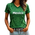thumbnail image 1 of Wang6 Womens Oversized V Neck Graphic T Shirts Trendy Summer Short Sleeve Loose Tops Ladies Mexico Letter Printed Tees Shirts 0624liGreen XL, 1 of 4