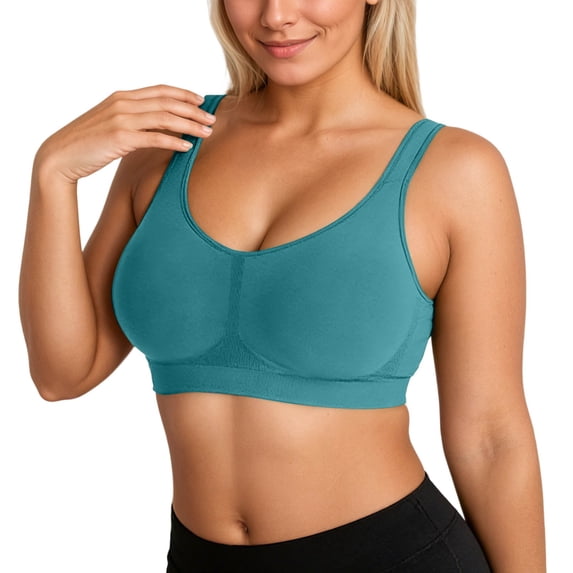 Wang6 Womens Oversized Wireless Tshirt Bras Seamless No Underwire Sports Bras Full Coverage Push up Bralettes Everyday Bra Green XXL