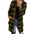 thumbnail image 1 of Wang6 Womens Plus Size Button Long Cardigan Causal Open Front Long Sleeve Lightweight Shirts Trendy Fall Plaid Printed Tunic Tops Outerwear with Pocket Green XXL, 1 of 4