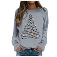 thumbnail image 1 of Wang6 Womens Plus Size Christmas Sweatshirts Crew Neck Christmas Tree Printed Hoodless Pullovers Long Sleeve White Graphic Tshirts Tops Grey L, 1 of 4