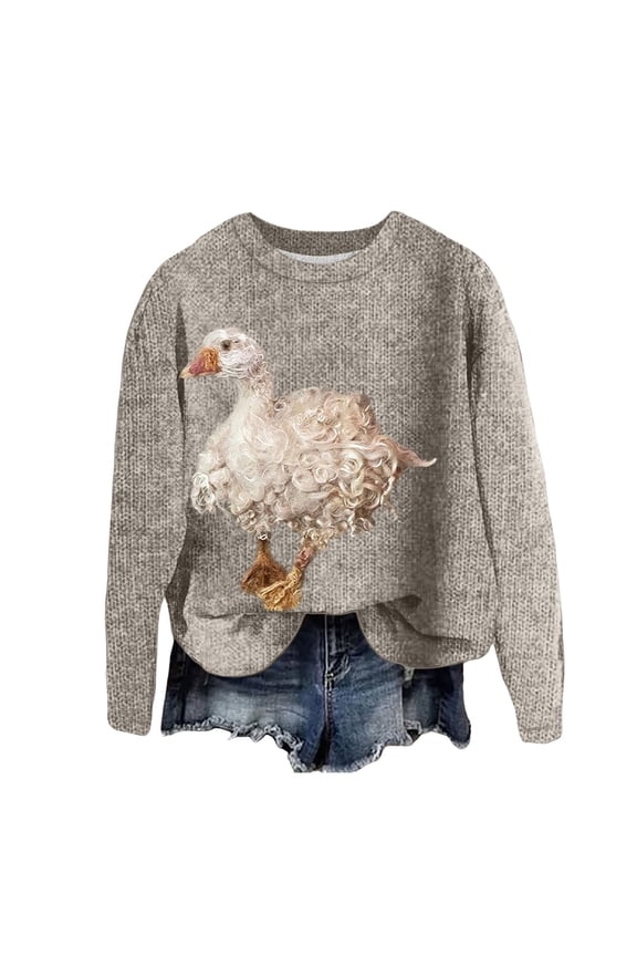 Womens Plus Size Christmas Tshirts Long Sleeve Cute Dog Printed Sweaters Causal Loose Fit Crew Neck Pullovers Tops Beige M