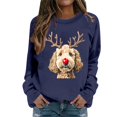 thumbnail image 1 of Wang6 Womens Plus Size Graphic Sweatshirts Trendy Xmas Cute Dog Printed Crew Neck No Hood Pullovers Causal Long Sleeve Loose Fit Tops Shirts Navy XXXL, 1 of 4