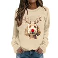 thumbnail image 1 of Wang6 Womens Plus Size Graphic Sweatshirts Trendy Xmas Cute Dog Printed Crew Neck No Hood Pullovers Causal Long Sleeve Loose Fit Tops Shirts Khaki L, 1 of 4