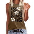 thumbnail image 1 of Wang6 Womens Plus Size Loose Fit Tank Tops Causal Sleeveless Floral Printed Tops Summer Crew Neck Graphic Tshirts Coffee S, 1 of 3