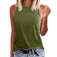 thumbnail image 1 of Wang6 Womens Plus Size Loose Fit Tank Tops Causal Sleeveless Solid Tops Summer Crew Neck Basic Tshirts Army Green L, 1 of 4