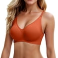 thumbnail image 1 of Wang6 Womens Plus Size Seamless Wireless Bras Push up Padded Adjustable Straps Everyday Bras 3/4 Cup Deep V Neck T Shirt Bralettes Orange M, 1 of 5