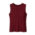 thumbnail image 1 of Wang6 Womens Plus Size Tank Tops Causal Sleeveless Pleated T Shirts Summer Solid Loose Fit Hollow Tops XL, 1 of 5