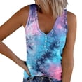 thumbnail image 1 of Wang6 Womens Plus Size Tank Tops Summer Ribbed Button up Sleeveless Shirts Causal Slim Fit Floral Printed Tunic T Shirts Tees Blue M, 1 of 5