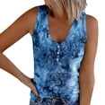thumbnail image 1 of Wang6 Womens Plus Size Tank Tops Summer Ribbed Button up Sleeveless Shirts Causal Slim Fit Tie Dye Tunic T Shirts Tees Blue XXL, 1 of 5