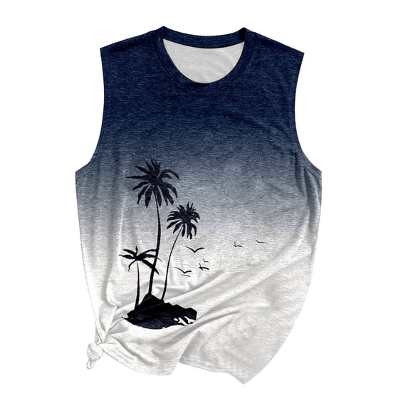 Wang6 Womens Plus Size Tank Tops Trendy Sleeveless Floral Printed Cami Tops Causal Summer Loose Fit Workout Tops Graphic Tees Dark Blue XXXXL