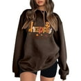 thumbnail image 1 of Wang6 Womens Plus Size Thanksgiving Sweatshirts Trendy Long Sleeve Hoodless Pullovers Crew Neck Letter Printed Graphic Tshirts Loose Fit Tops Y_Brown M, 1 of 4