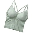 thumbnail image 1 of Wang6 Womens Seamless Camisole with Built in Bra Trendy Ribbed Spaghetti Strap Tank Tops Soft Stretchy Basic V Neck Cami Shirts Summer Tops Green One Size, 1 of 3