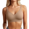 thumbnail image 1 of Wang6 Womens Seamless Wireless Sports Bras Plus Size Push up Padded Workout Bras Full Coverage Running Yoga Gym Bralettes T Shirt Bra Khaki XXL, 1 of 5