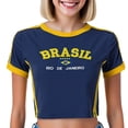 thumbnail image 1 of Wang6 Womens Short Sleeve Cropped Summer Tops Y2k Slim Fit Crew Neck Workout Tshirts Brasil Rio De Janeiro Letter Printed Tees T-Shirts Blue S, 1 of 5