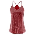 thumbnail image 1 of Wang6 Womens Spaghetti Strap Sequin Camisole Trendy Sparkles Deep V Neck Cami Undershirts Sleeveless Racerback Tunic Tops Tees XL, 1 of 3