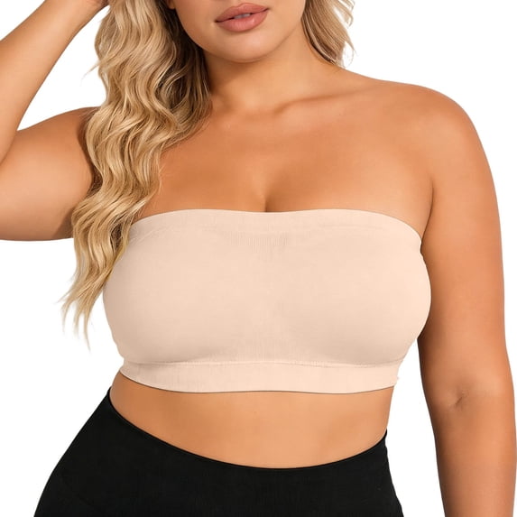 Wang6 Womens Strapless Plus Size Convertible Bras Wireless Seamless Push up Minimizer Bras Full Coverage No Underwire Bralettes T Shirt Bra Beige XXL