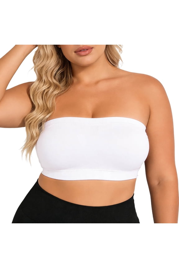 Womens Strapless Plus Size Convertible Bras Wireless Seamless Push up Minimizer Bras Full Coverage No Underwire Bralettes T Shirt Bra White S