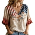 thumbnail image 1 of Wang6 Womens USA Anniversary 250th V Neck Tshirts Plus Size 4th of July America Flag Printed Tops Summer Independence Day Short Sleeve Graphic Tees 0527liWhite XL, 1 of 4