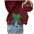 thumbnail image 1 of Wang6 Womens Whtie Graphic Sweatshirts Trendy Crew Neck Long Sleeve"Merry Christmas"Pullovers Casual Side Slit Hem Bow Tshirts Tops X_Wine M, 1 of 6