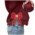 thumbnail image 1 of Wang6 Womens Whtie Graphic Sweatshirts Trendy Crew Neck Long Sleeve"Merry Christmas"Pullovers Casual Side Slit Hem Bow Tshirts Tops Y_Wine S, 1 of 6