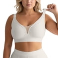 thumbnail image 1 of Wang6 Womens Wireless Oversized Tshirts Bras Seamless No Underwire Push up Minimizer Bras Lace Adjustable Strap Bralettes Everyday Bra Beige XL, 1 of 4